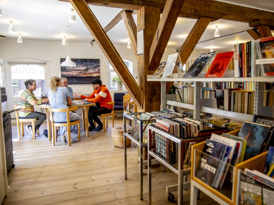 en gruppe brugere på biblioteket